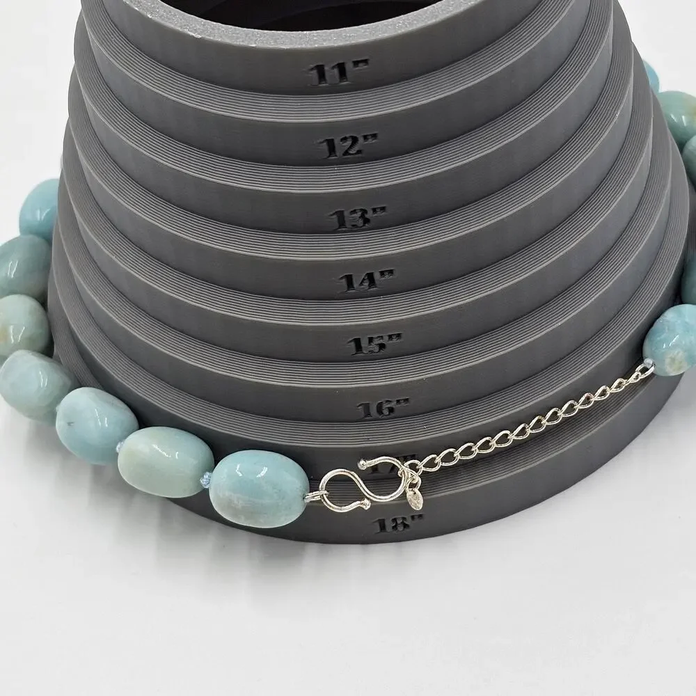 Larimar Blue Stone Bead Necklace & Earrings Set GSJ 925 Sterling
